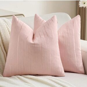 FUTEI Pink Chenille Throw Pillow Covers Only 26" x 26" SET OF 2 Decorative NEW